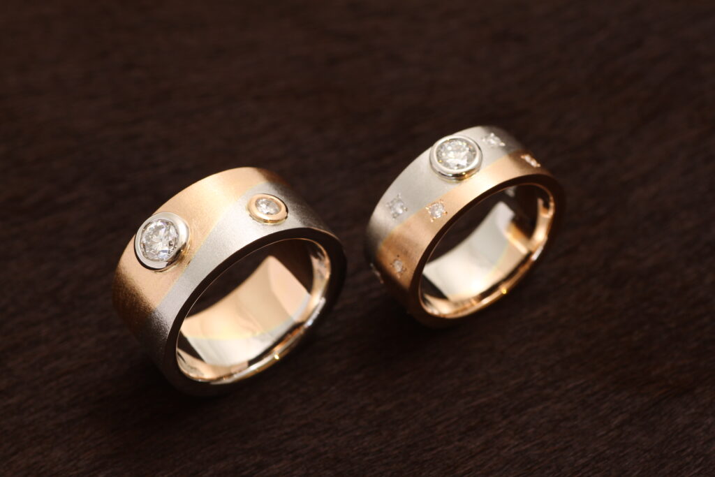 オーダーメイド結婚指輪 Pt900/K18P お持込みダイアモンド使用 セット参考上代 ¥800.000