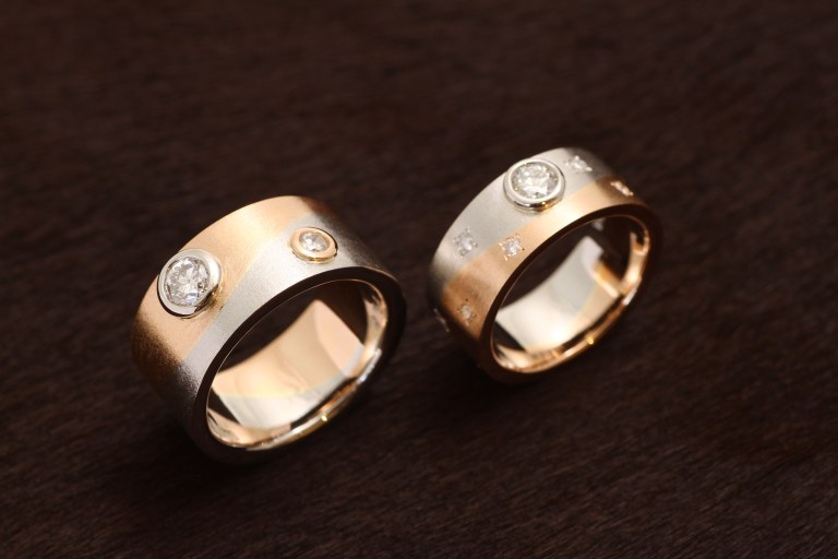 オーダーメイド結婚指輪 Pt900/K18PG (ピンクゴールド)お持込みダイアモンドを使用
