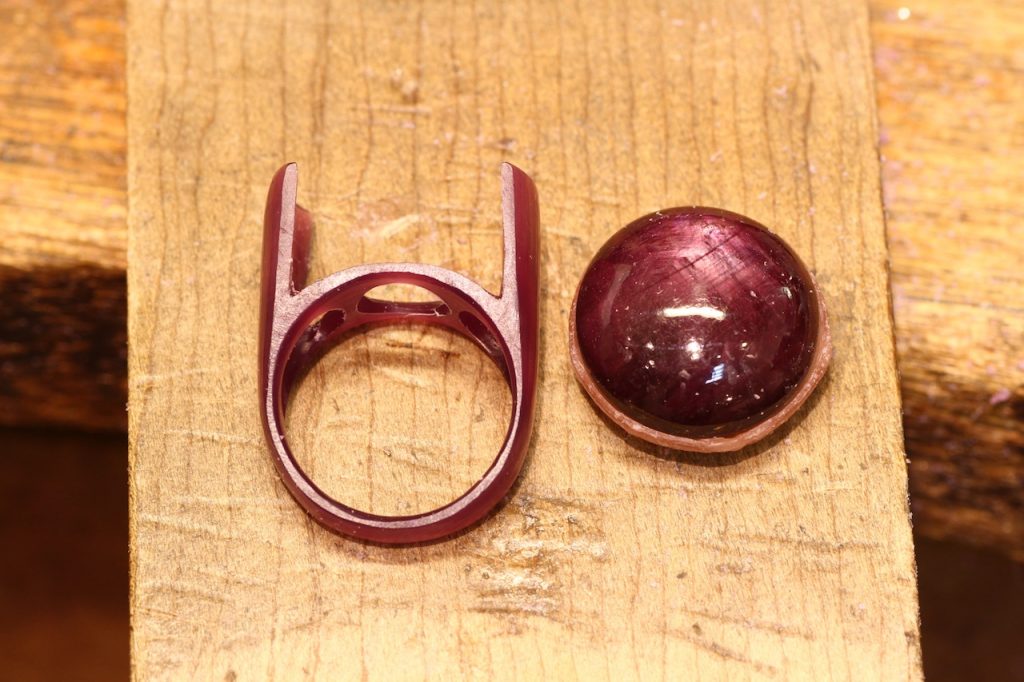 ルビー指輪製作途中