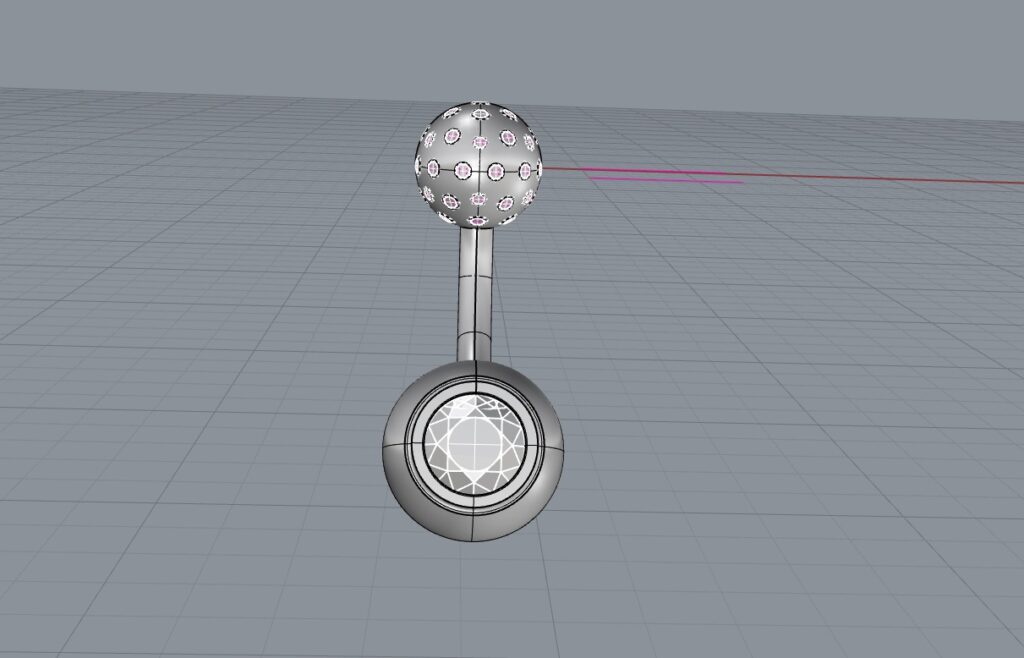 へそピアス制作過程3DCAD画像