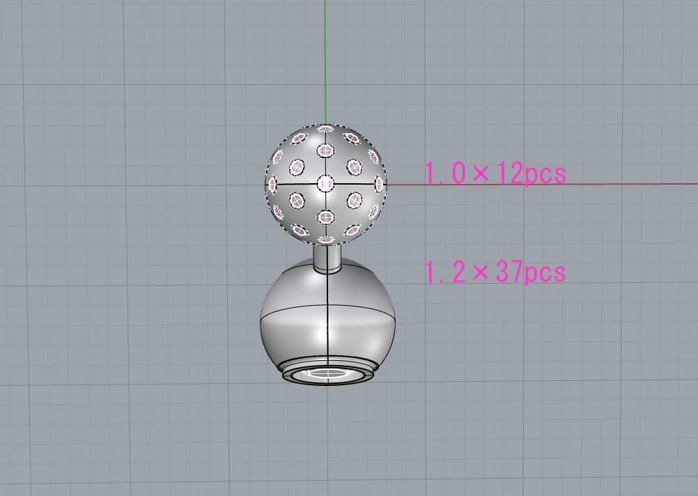 へそピアス制作過程3DCAD画像